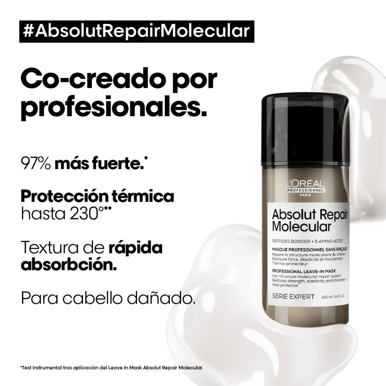Loreal Termoprotector para cabello muy dañado Absolu Repair Molecular 100ml.